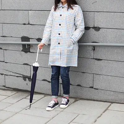 because Glen Check Soutien Collar Coat Rain Coat