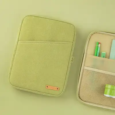 Pocket Spring Tablet PC Pouch Yellow Green/Pink 11-inch