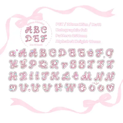 [Ato and Bandy] Pink Ribbon Alphabet Box Kiss-Cut Tape