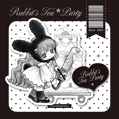 [Gyeol] Rabbit's Tea Party Black Sticker Pieces