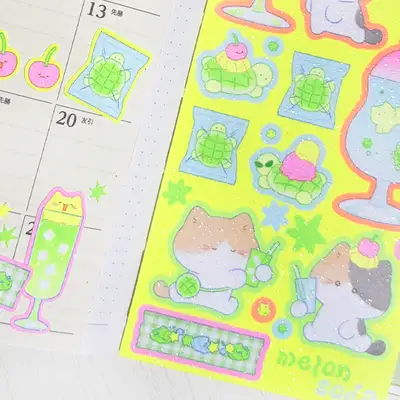 Momo's Maid Glowing Melon Soda Seal Sticker