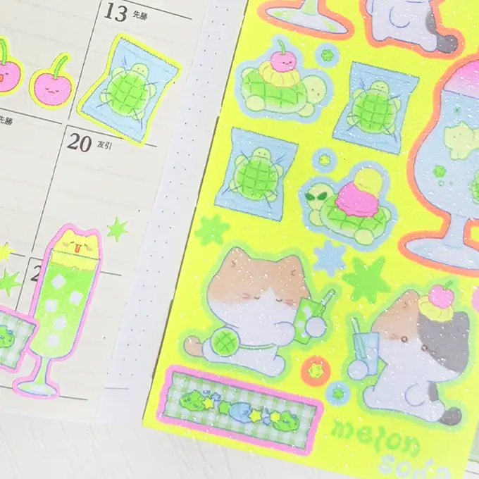 Momo's Maid Glowing Melon Soda Seal Sticker