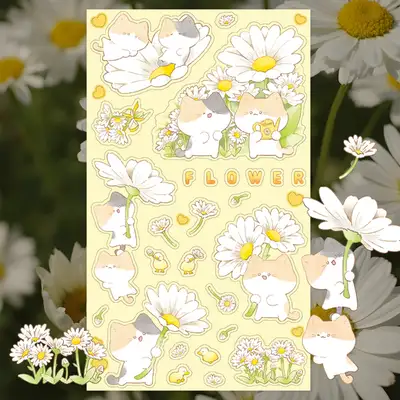 Momo Cat Keeper Shall We Go See Flowers Seal Stickers