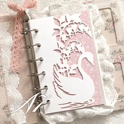 Sweet Lily Swan Lake Shaped Notepaper A7