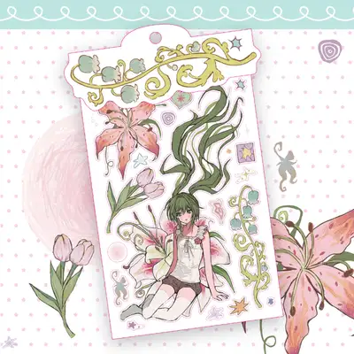 Kim Burok with Flowers Sticker