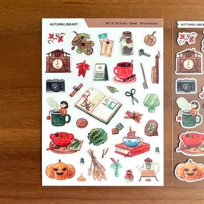 From Two Studio Autumn Library Sticker