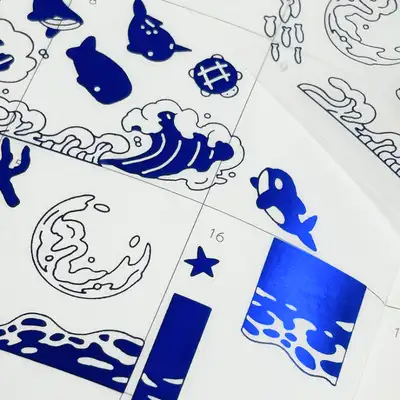 Mongmong's Flavor Blue Wave Kiss-Cut Masking Tape