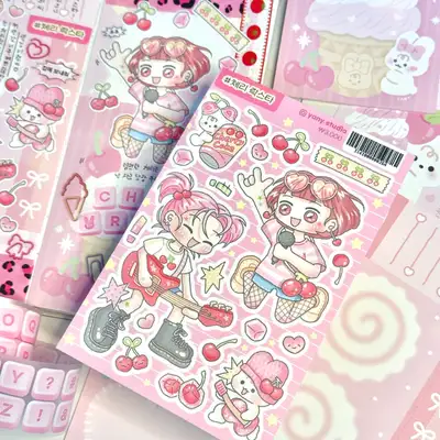 Cherry Rockstar Sticker by Yanni Studio