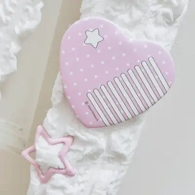 Frost Flower Lovely Hair Comb Heart Pin Button - Pink