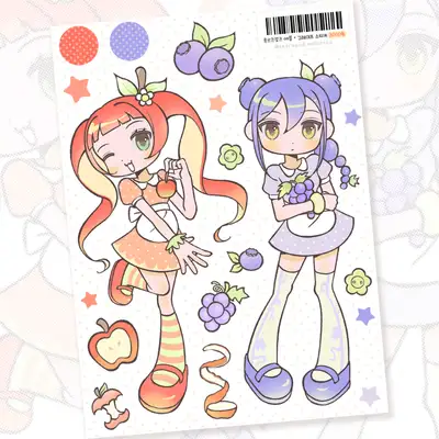 Tetra Port Melon Tea Fruit Girls - Apple Grape Sticker