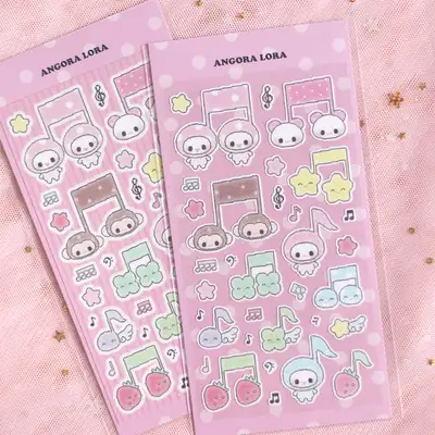 Angora Lola Pixel Musical Note & Musical Note Babies Sticker 2 Types