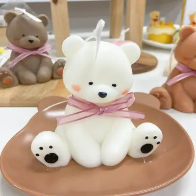 [デュウィド]座っている熊キャンドル 3色