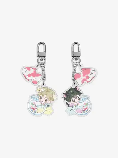 Falling Flowers Pond Aquarium Keyring Set