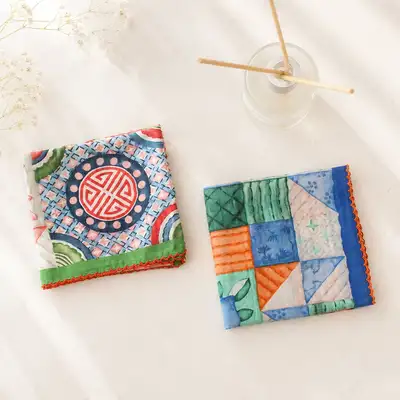 Premium Petit Gauze Handkerchief & Neck Scarf (Patchwork) Domestic Linen Handkerchief Women's Hiking Lace
