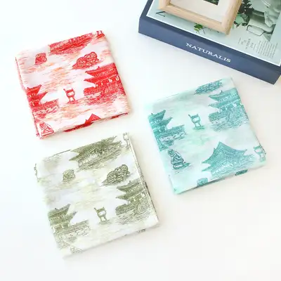 Premium Traditional Gauze Handkerchief & Neck Scarf (Royal Palace) - Domestic Linen Handkerchief for Women Hiking