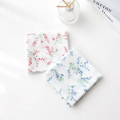 Gauze Cotton Handkerchief & Neck Scarf (Bellflower) Domestic Linen Cotton Handkerchief for Women Hiking