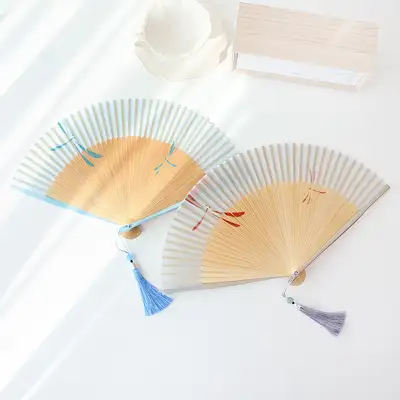 Dragonfly Silk Folding Fan (P)