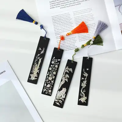 Mother-of-Pearl Lacquerware Wood Bookmark with Ebony