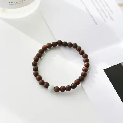 Sandalwood Natural Light Jade Beaded Bracelet 6mm