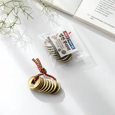 Antique Coin Sangpyeong Tongbo Leaf Coin Bundle 9-Piece Set + Traditional Five-Color Thread Set P