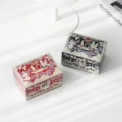 Najeon Chilgi Peony and Crane Mother-of-Pearl Inlay Mini Jewelry Box 12cm