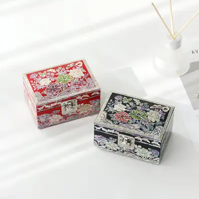 Nacre Lacquerware Peony Butterfly Mini Jewel Box 12cm
