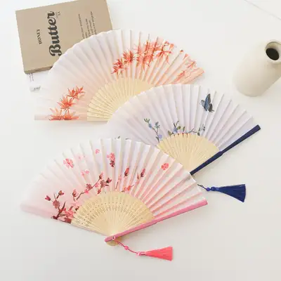 Vivid Wildflower Silk Folding Fan (P)
