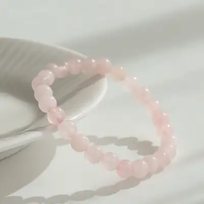 玫瑰石 粉晶简约原石手链 6毫米天然石念珠手链