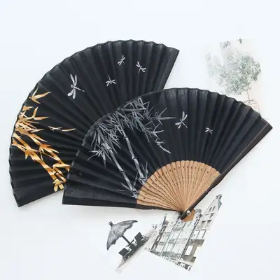 蜻蜓麻纱竹制折叠扇(P)