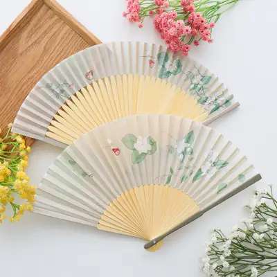 莲花民画竹子折叠扇(P)