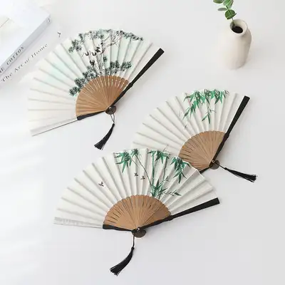 绿色麻布折叠扇(P)
