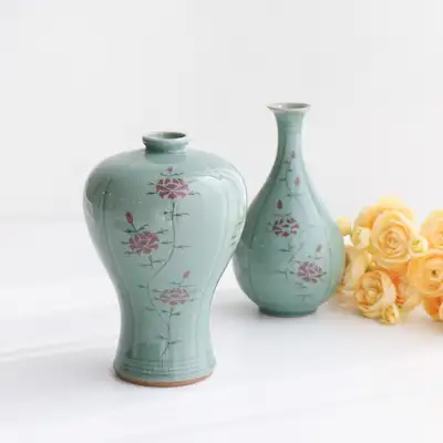 高档松月裂纹青瓷梅酒瓶套装(特小)竖纹纹样 17cm