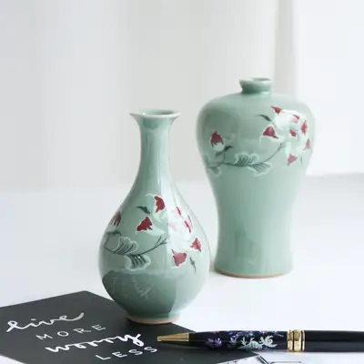 名品松月梅竹病套装(迷你) 深砂牧丹 14cm