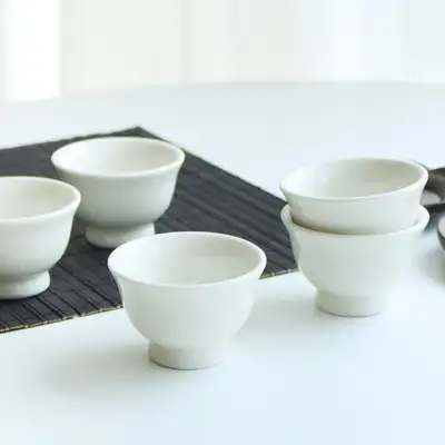 (5种)白色裂纹茶杯套装