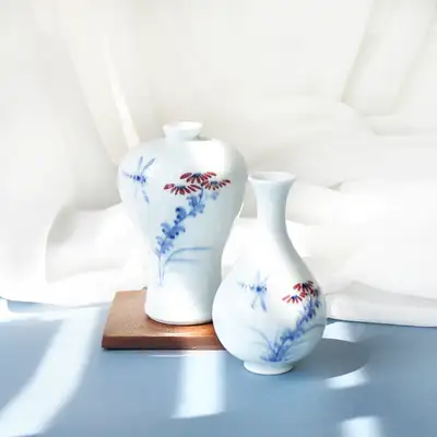 名品松月白瓷迷你梅酒瓶套装(蜻蜓)B