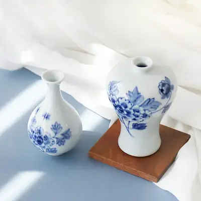 박씨상방 明品 松月 白瓷 迷你 梅酒瓶套装(菊花)