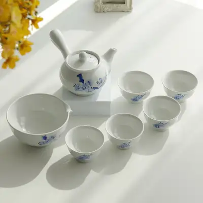 白瓷青梅花五人茶具套装