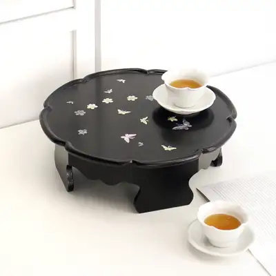 贝壳蝴蝶牡丹花传统迷你茶点桌(1.1) 33厘米