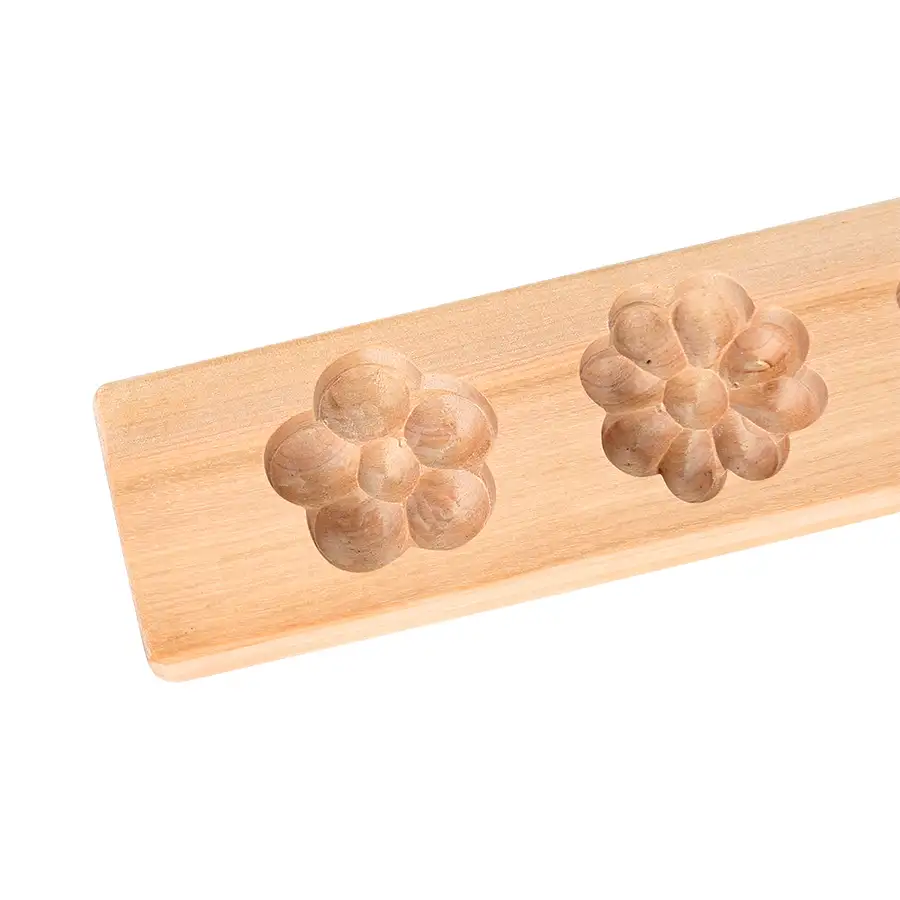国産白樺木製 薬果型 3穴 ( 伝統体験 餅型 打ち菓子型 秋夕 名節 餅作り文様スタンプ 餅プレス ) — 2
