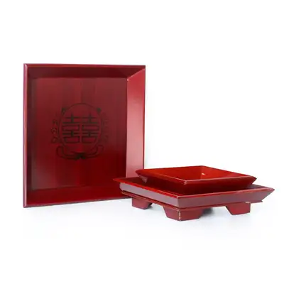 国産伝統漆塗り四角盆（木製小卓 茶道卓 菓子盆 ミニ茶卓 韓国記念品 外国人ギフト）