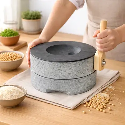 더담고 国産黒石 26cm 石臼（複式石臼 台所 すり鉢 家庭用 コーヒー石臼 民族行事 伝統体験 外国人ギフト）