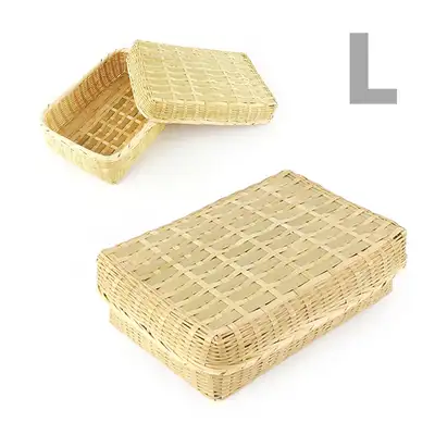 L 竹製直方形ミニ弁当箱 石作（正月餅菓子箱 ギフト 韓菓子箱 폐백 仕出し箱 餅かご 副菜入れ）