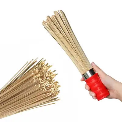 カラーハンドル竹製鍋ブラシ 30cm（業務用レストラン釜鍋用スポンジ 中華レストラン用ブラシ 多目的洗浄ブラシ）