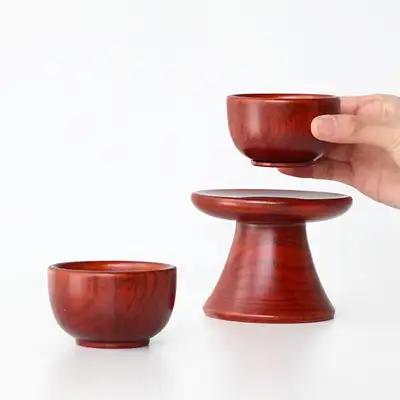 国産漆塗り祭祀用杯台セット(正月 無垢材 杯台 祖先祭壇 祭器 祭祀用品 ギフト用)
