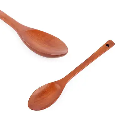 Rose Wood Lacquered Oval Wok Spatula 31cm (Wooden Cooking Spoon Wood Turner Multi-Purpose Spoon Restaurant-Grade Long Spoon)