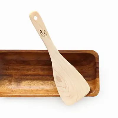 Domestic Hinoki Wood Angled Wok Turner 247 (Wood Stir-Fry Spoon Cooking Tool Commercial Multi-Purpose Spatula Kitchen Tool)