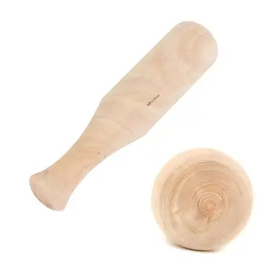 Wooden Mortar Pestle B (Natural Wood Mallet Mochi Pounder Garlic Mincer Traditional Korean Tteok Mallet)