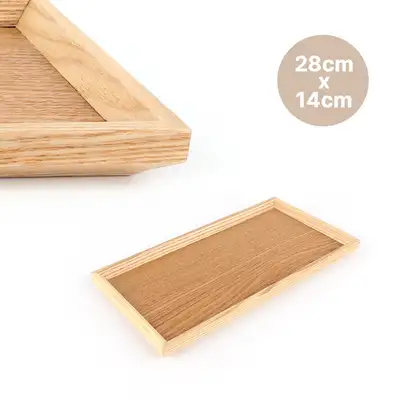 Natural Edge Square Tray 28 x 14 (Wood Wooden Serving Platter Cafe Multi-Purpose Bread Tray)