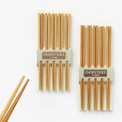 Bamboo Natural Plain Wooden Chopsticks, Set of 5 (Solid Wood Japanese-Style Low-Cost Restaurant-Use Unprinted Bamboo Chopsticks)