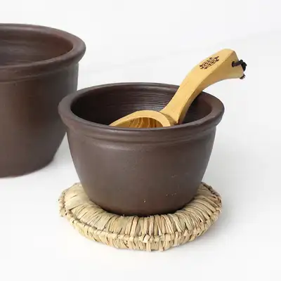 Domestic Handmade Dongdongju Pottery Jar (Retro Makgeolli Jug Traditional Onggi Rice Storage)
